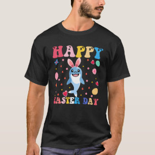 Happy Easter Bunny Dolphin  Easter Day Groovy T-Shirt