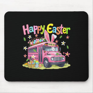 Happy Easter Bunny Driving School Bus Chocolate Eg Mouse Pad