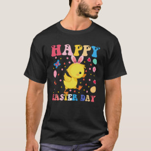 Happy Easter Bunny Duck  Easter Day Groovy T-Shirt