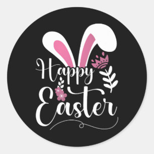 Happy Easter - Bunny Ears - Clic 1 Classic Round Sticker