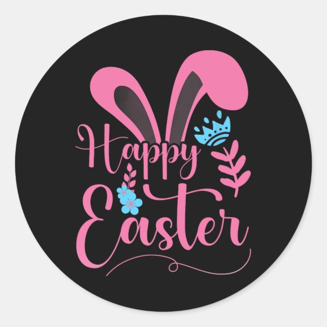 Happy Easter - Bunny Ears - Clic  Classic Round Sticker (Front)
