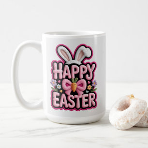 Happy Easter Bunny Ears Cute Carrot Bow Funny East Coffee Mug