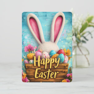 Happy Easter Bunny Ears Greetings Holiday Card