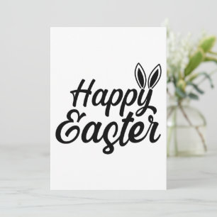 Happy Easter, Bunny Ears On Black Text Holiday Card