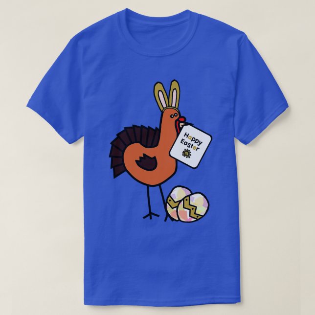 Happy Easter Bunny Ears On Thanksgiving Turkey  T-Shirt (Design Front)
