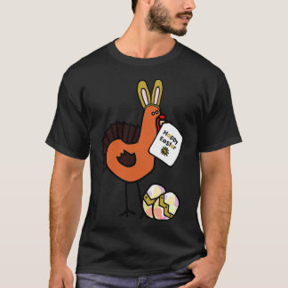 Happy Easter Bunny Ears on Thanksgiving Turkey T-Shirt