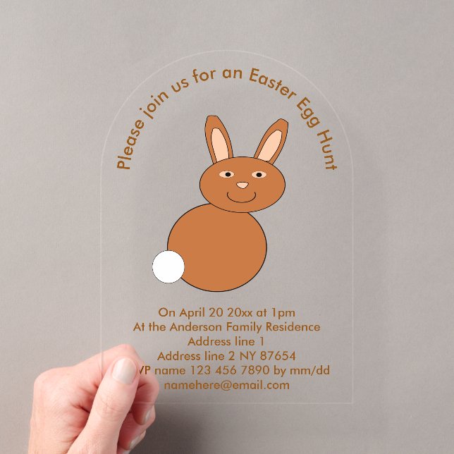 Happy Easter Bunny Easter Egg Hunt Acrylic Invitations (Insitu (Handheld))