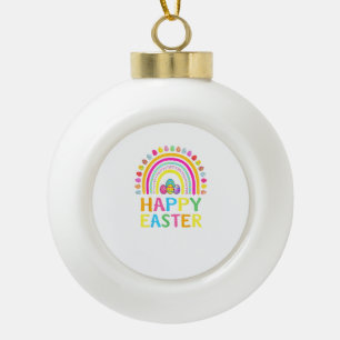 Happy Easter Bunny Easter Egg Hunt Easter Women Gi Ceramic Ball Christmas Ornament
