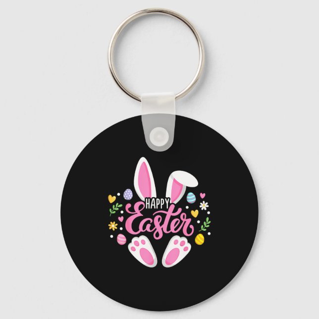 Happy easter bunny easter egg hunt squad easterHap Key Ring (Front)