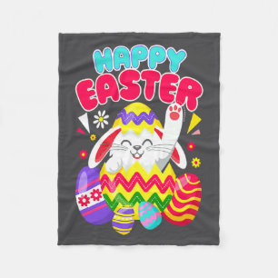 Happy Easter Bunny Easter Eggs Men Women Kids Fleece Blanket
