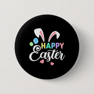 Happy Easter Bunny Easter Eggs Rabbit Ears Womens 6 Cm Round Badge