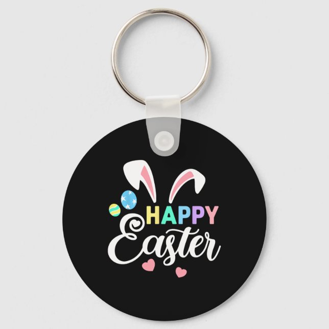 Happy Easter Bunny Easter Eggs Rabbit Ears Womens  Key Ring (Front)