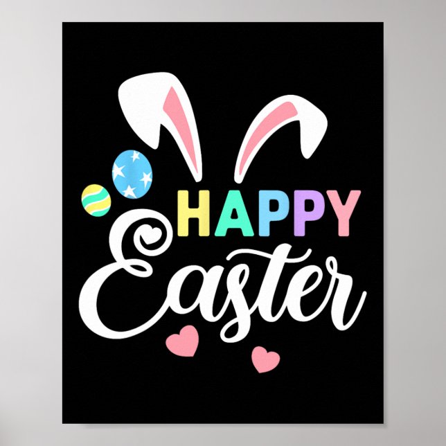Happy Easter Bunny Easter Eggs Rabbit Ears Womens  Poster (Front)