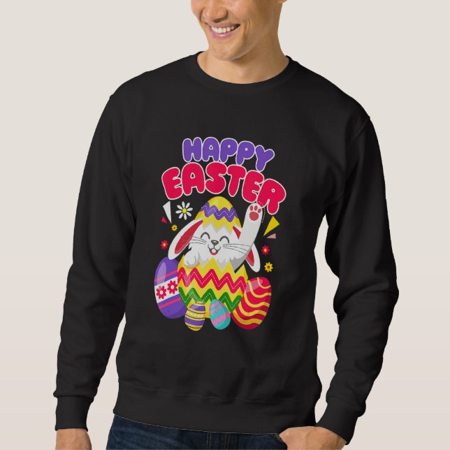 Happy Easter Bunny Easter Eggs Sweatshirt (Front)
