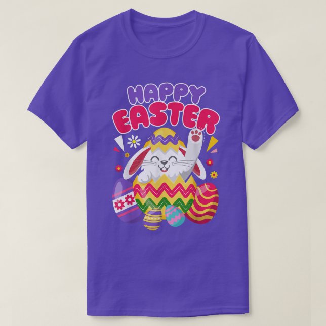 Happy Easter Bunny Easter Eggs  T-Shirt (Design Front)
