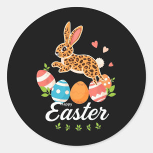 Happy Easter Bunny Easter Outfit Egg Nest Flower R Classic Round Sticker