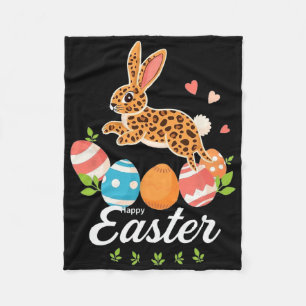 Happy Easter Bunny Easter Outfit Egg Nest Flower R Fleece Blanket