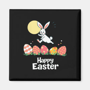 Happy Easter Bunny Easter Outfit Egg Nest Flower R Magnet