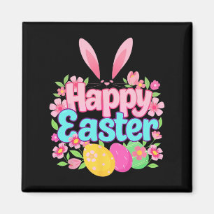 Happy Easter Bunny Easter Outfit Egg Nest Flower R Magnet