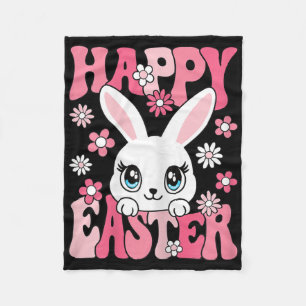 Happy Easter Bunny Easter Rabbit Women Girls Kids Fleece Blanket