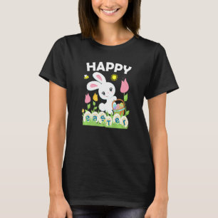 Happy Easter Bunny Egg Basket Honeybee Flowers Sun T-Shirt