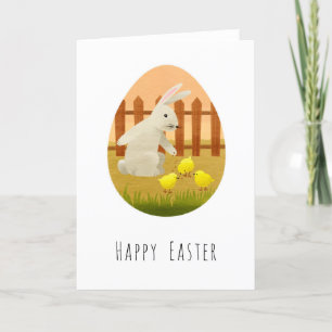Happy Easter Bunny Egg Chicks Holiday Card