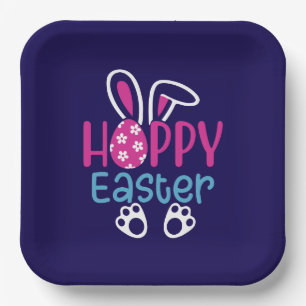 Happy Easter Bunny Egg Cute Spring Design Paper Plate