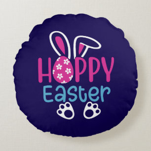 Happy Easter Bunny Egg Cute Spring Design Round Cushion