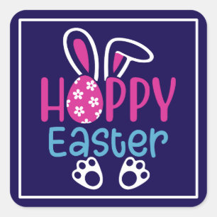 Happy Easter Bunny Egg Cute Spring Design Square Sticker