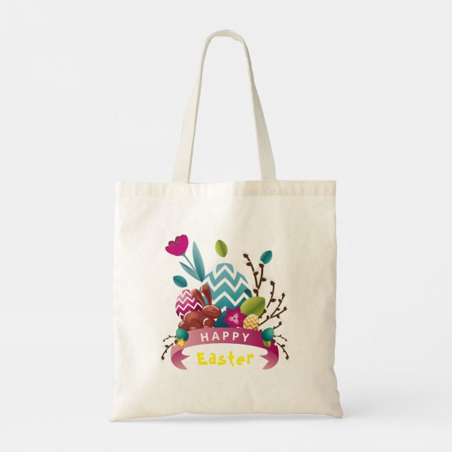 Happy Easter bunny, egg design  Tote Bag (Back)