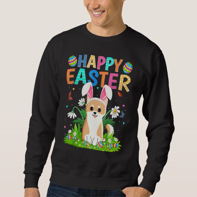 Happy Easter Bunny Egg Funny Akita Inu Dog Easter  Sweatshirt (Front)