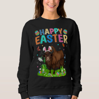 Happy Easter Bunny Egg Funny Bison Easter Sunday Sweatshirt