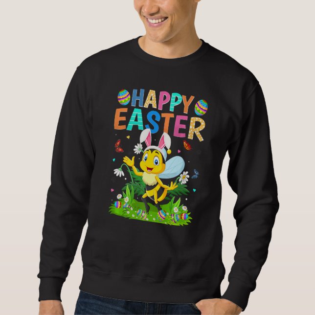 Happy Easter Bunny Egg Funny Bumble Bee Easter Sun Sweatshirt (Front)