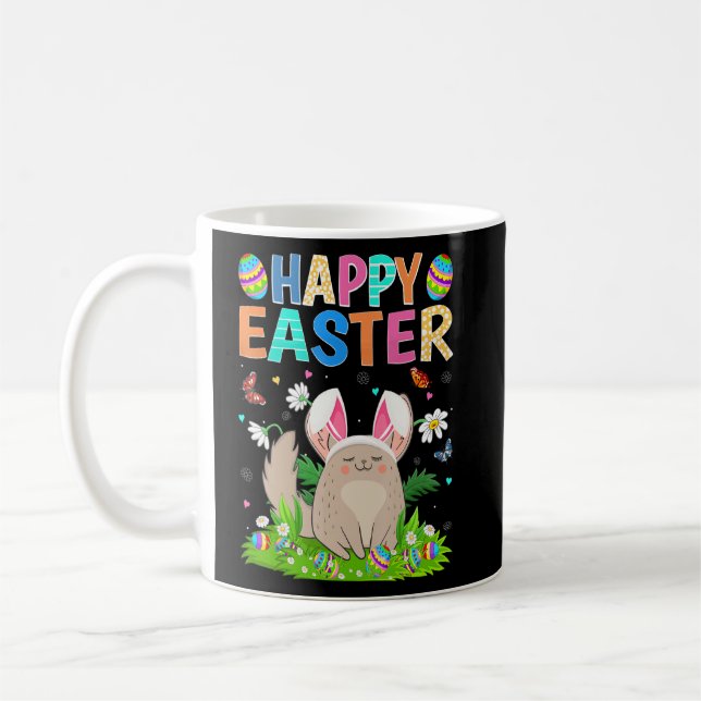 Happy Easter Bunny Egg Funny Chinchilla Easter Sun Coffee Mug (Left)