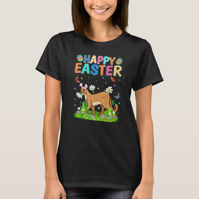 Happy Easter Bunny Egg Funny Cougar Easter Sunday  T-Shirt (Front)