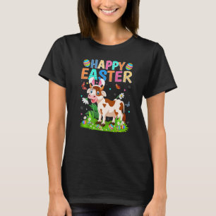 Happy Easter Bunny Egg Funny Cow Easter Sunday T-Shirt