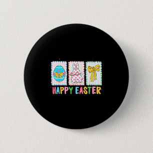 Happy easter bunny egg funny for kids boy girl 6 cm round badge