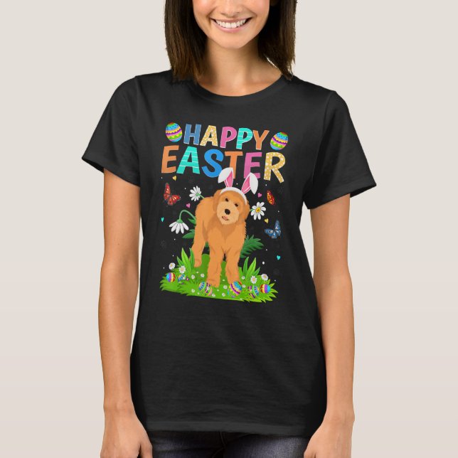 Happy Easter Bunny Egg Funny Labradoodle Dog Easte T-Shirt (Front)