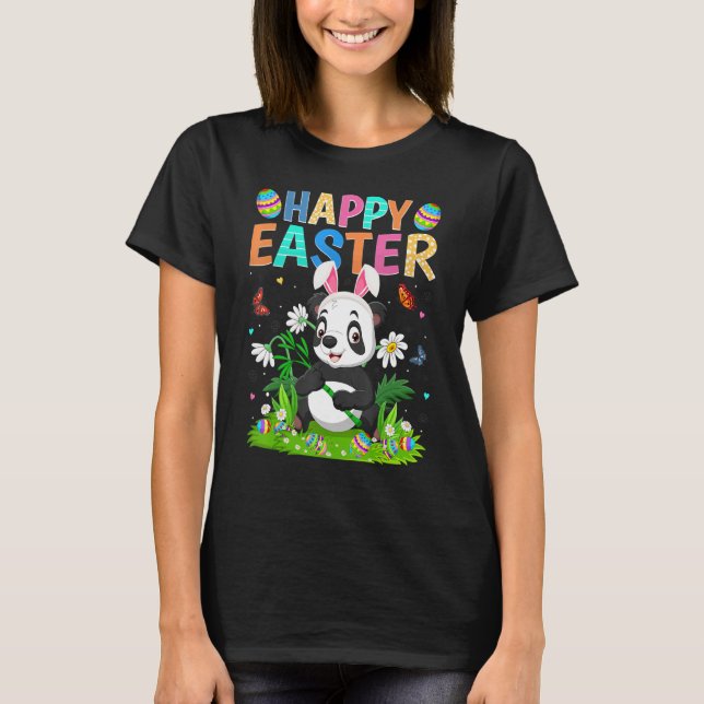 Happy Easter Bunny Egg Funny Panda Easter Sunday T-Shirt (Front)