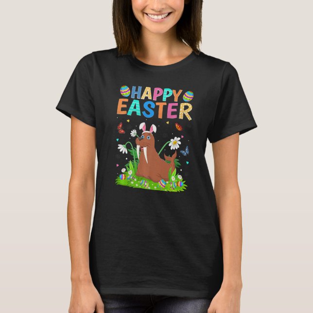 Happy Easter Bunny Egg Funny Walrus Easter Sunday  T-Shirt (Front)