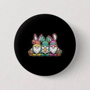 Happy Easter Bunny Egg Hunting And Bysket Gnome Ea 6 Cm Round Badge