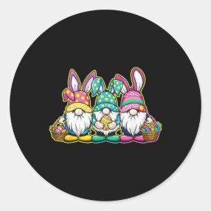 Happy Easter Bunny Egg Hunting And Bysket Gnome Ea Classic Round Sticker