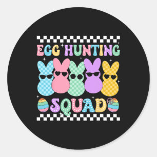 Happy Easter Bunny Egg Hunting Squad Crew Family B Classic Round Sticker