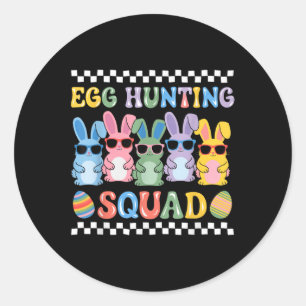 Happy Easter Bunny Egg Hunting Squad Crew Family B Classic Round Sticker