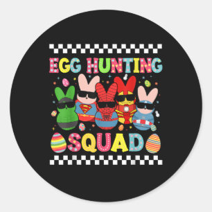Happy Easter Bunny Egg Hunting Squad Crew Family B Classic Round Sticker