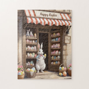 Happy Easter Bunny Egg Market Watercolor Jigsaw Puzzle