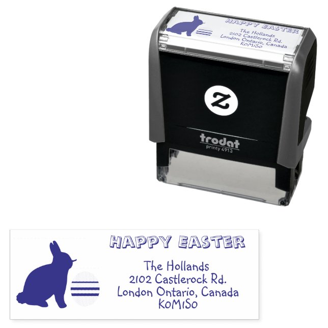 Happy Easter Bunny & Egg Return Address Self-inking Stamp (In Situ)