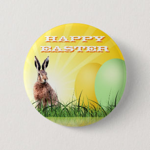 HAPPY EASTER - Bunny & Eggs 6 Cm Round Badge