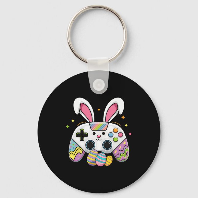 Happy Easter Bunny Eggs Gaming Easter Video Game M Key Ring (Front)