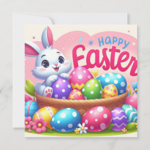 Happy Easter - Bunny Eggs in Pastel Colours Holiday Card